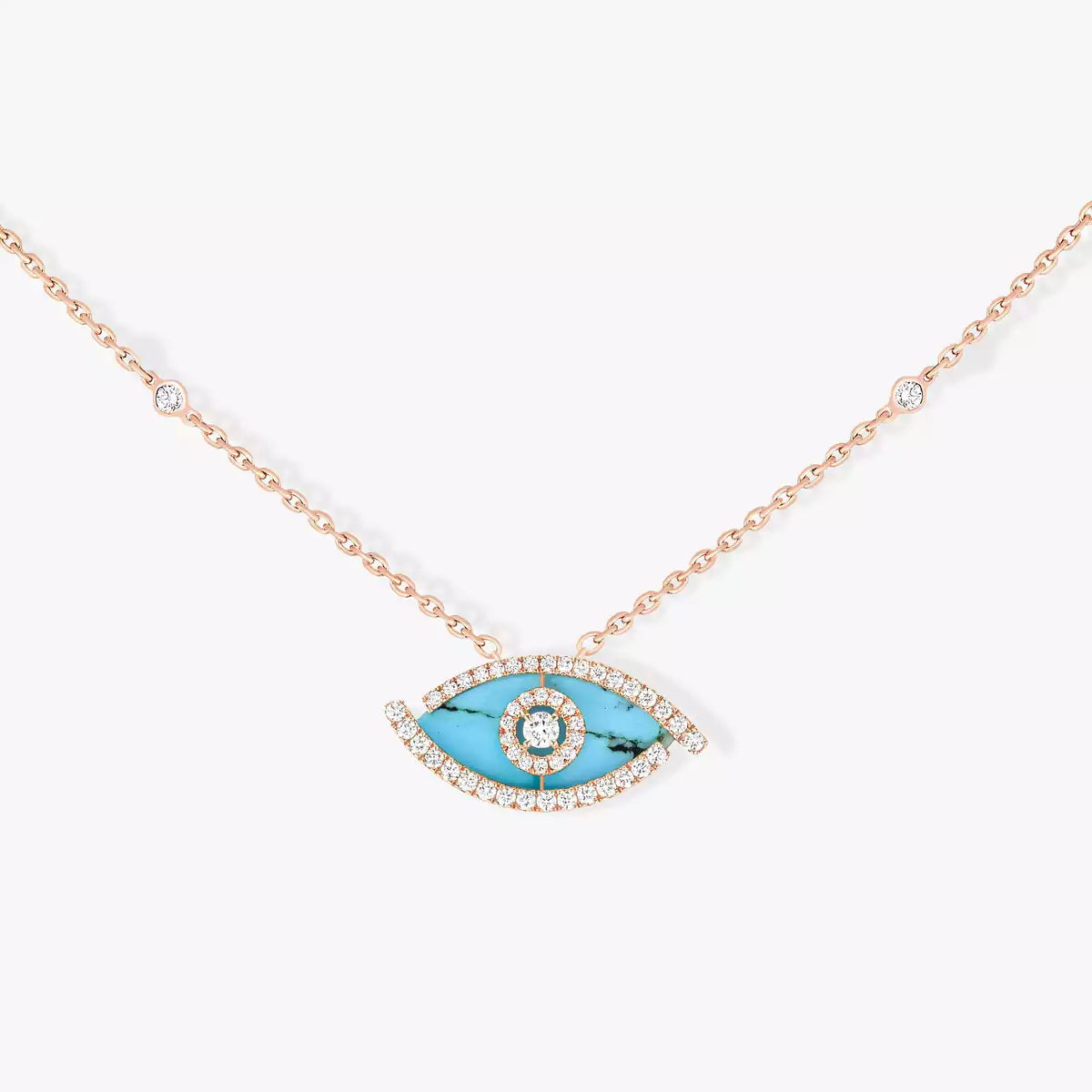[Noble Aura jewelry]Lucky Eye Diamond Necklace in Rose Gold and Turquoise