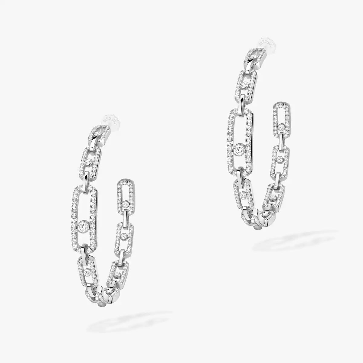 [[Noble Aura jewelry]Move Link Diamond Hoop Earrings