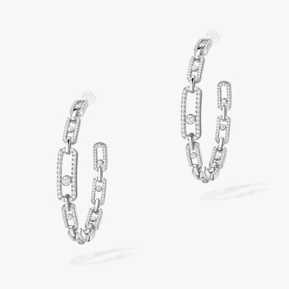 [[Noble Aura jewelry]Move Link Diamond Hoop Earrings