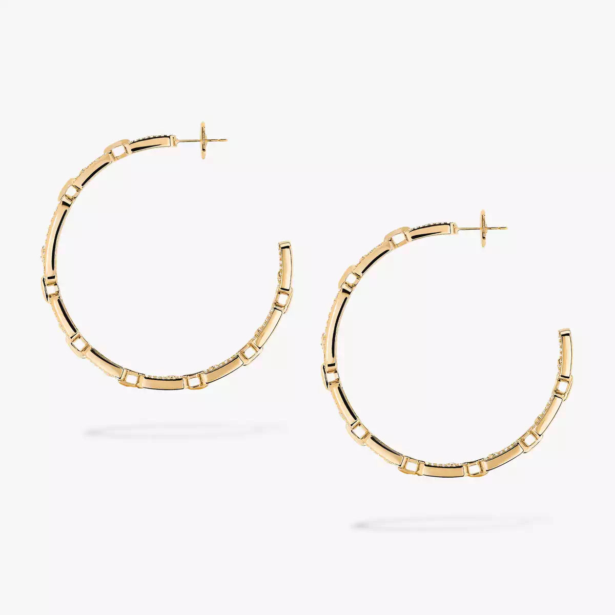 [[Noble Aura jewelry]Move Link Diamond Hoop Earrings