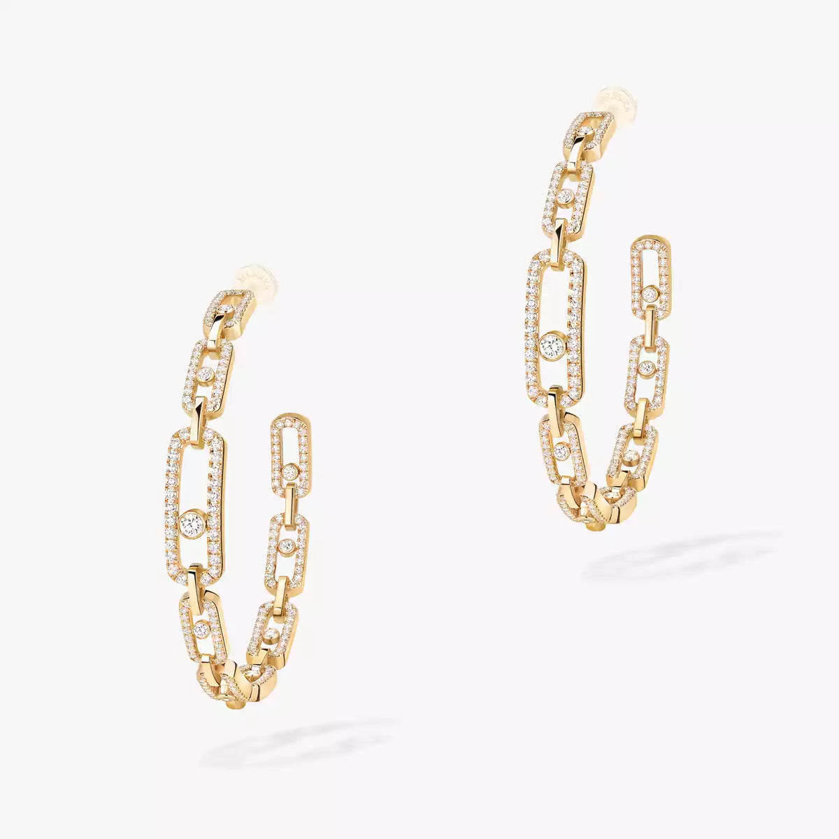 [[Noble Aura jewelry]Move Link Diamond Hoop Earrings