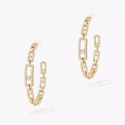 [[Noble Aura jewelry]Move Link Diamond Hoop Earrings
