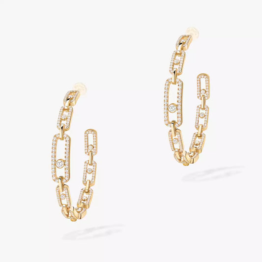 [[Noble Aura jewelry]Move Link Diamond Hoop Earrings