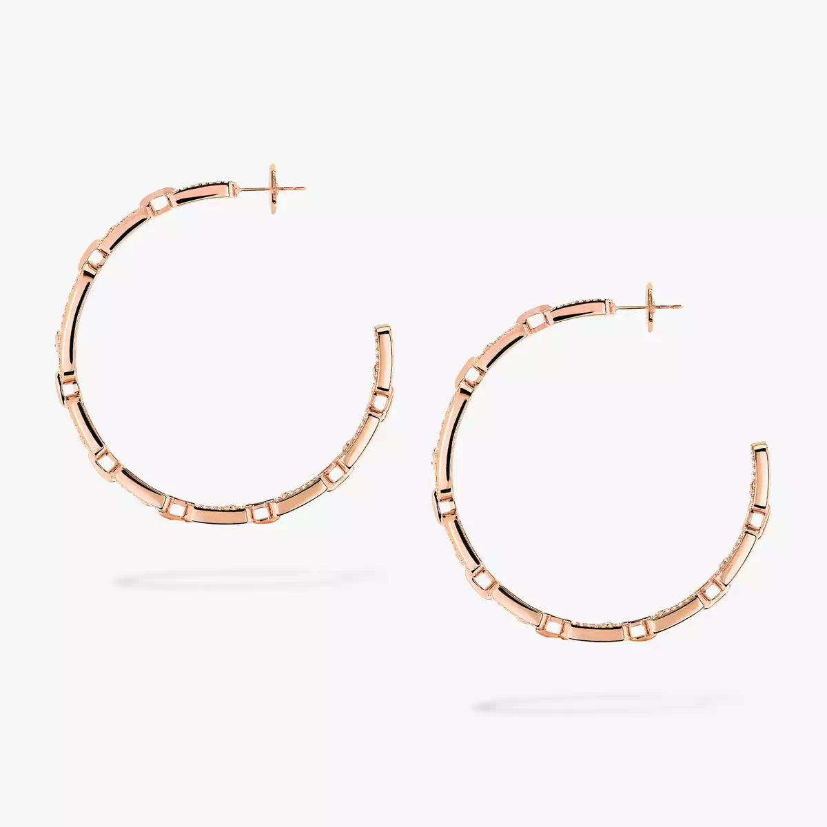 [[Noble Aura jewelry]Move Link Diamond Hoop Earrings