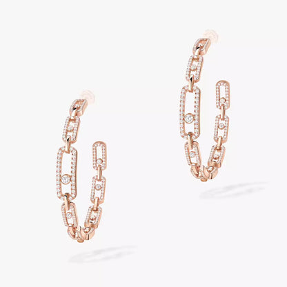 [[Noble Aura jewelry]Move Link Diamond Hoop Earrings