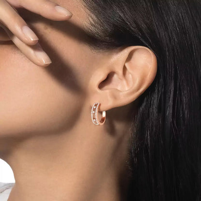 [Noble Aura jewelry]Diamond Pave_ Hoop Earrings Move