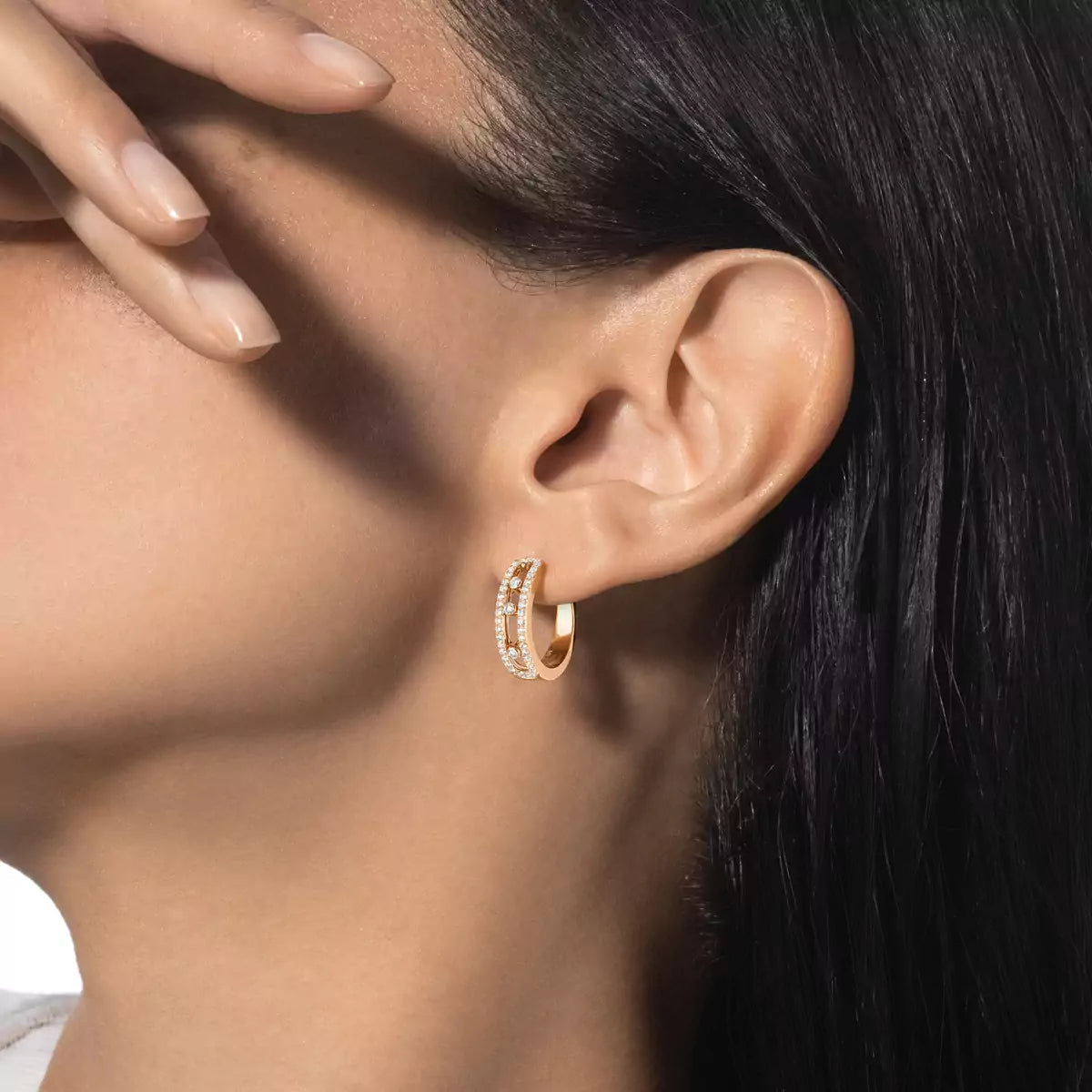 [Noble Aura jewelry]Diamond Pave_ Hoop Earrings Move