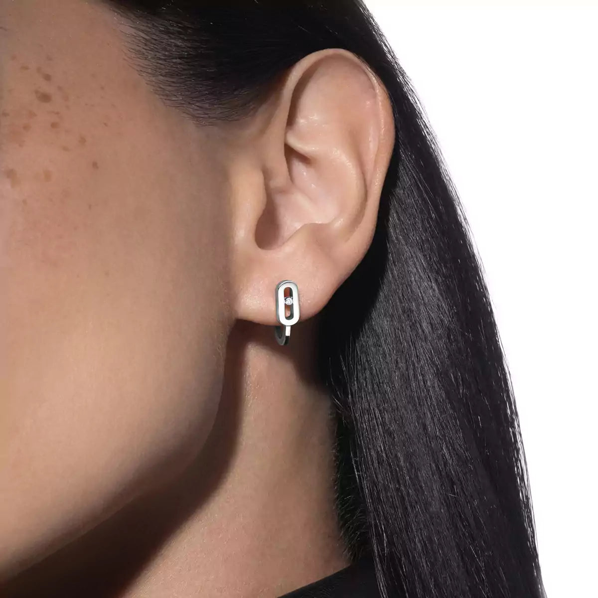 [Noble Aura jewelry]Diamond Mini Hoop Earrings Move Classique