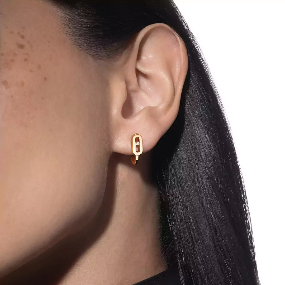 [Noble Aura jewelry]Diamond Mini Hoop Earrings Move Classique