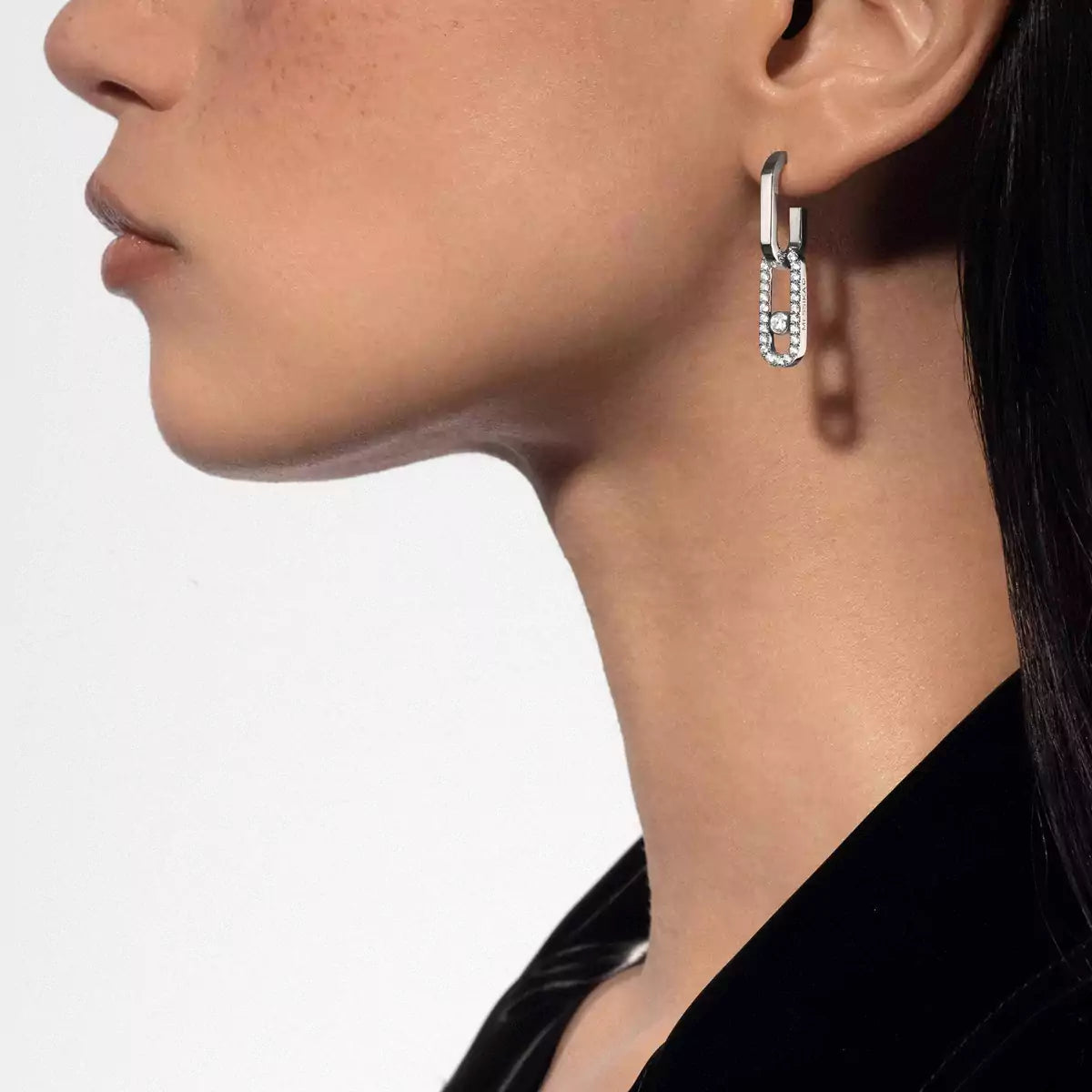 [Noble Aura jewelry]Move Link Diamond Earrings
