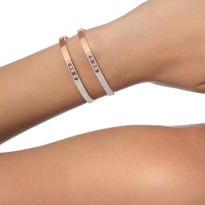 [Noble Aura jewelry]Move Noa Rose Gold Pavé Diamond Bangle Bracelet