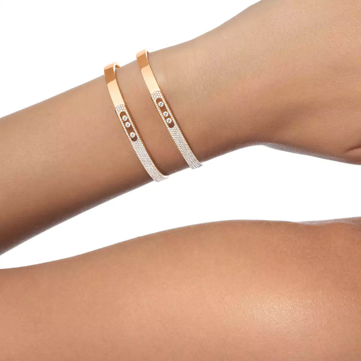 [Noble Aura jewelry]Move Noa Rose Gold Pavé Diamond Bangle Bracelet