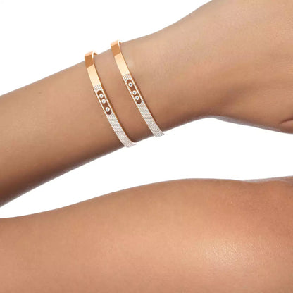 [Noble Aura jewelry]Move Noa Rose Gold Pavé Diamond Bangle Bracelet