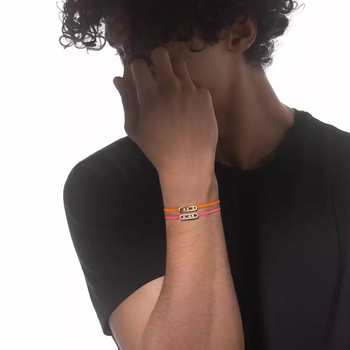 [Noble Aura jewelry]Messika Care(s) pink cord pavé bracelet