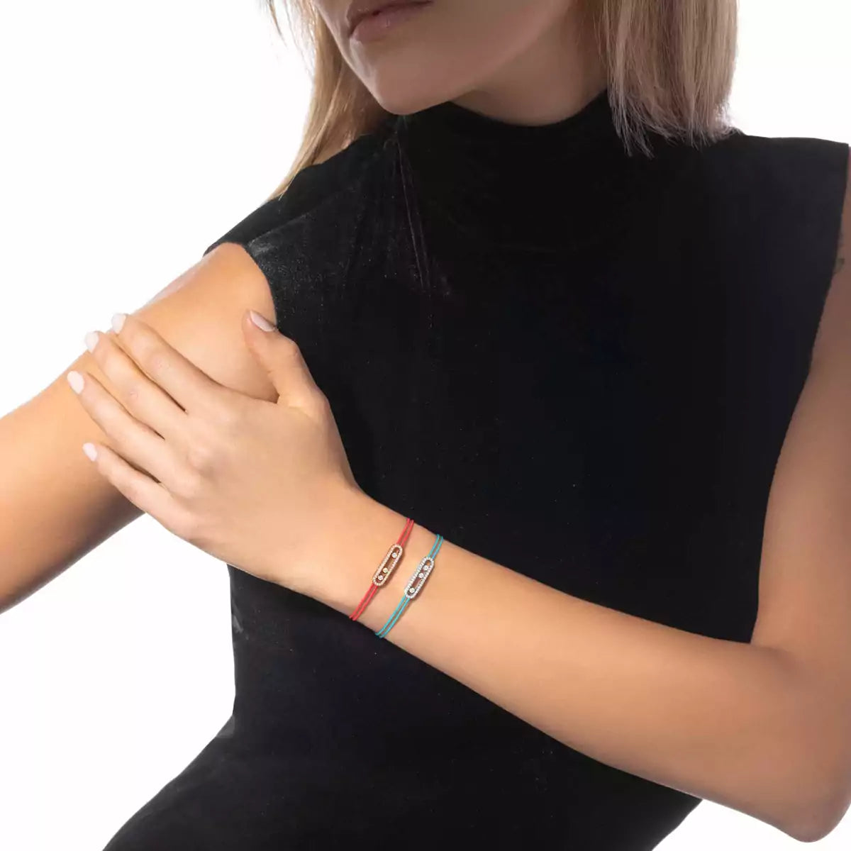 [Noble Aura jewelry]Messika Care(s) pink cord pavé bracelet