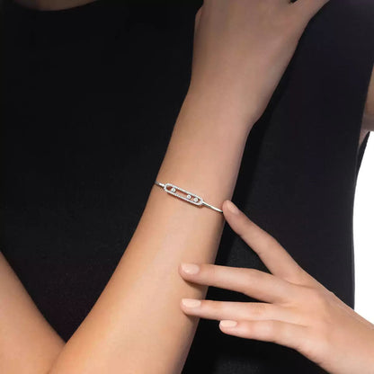[Noble Aura jewelry]Move Pavé Diamond Bangle Bracelet M