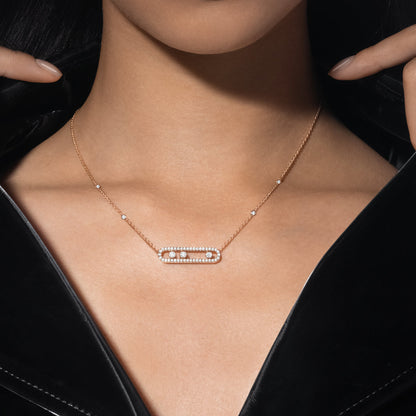 [Noble Aura jewelry] Move Pave_ Rose Gold Diamond Necklace