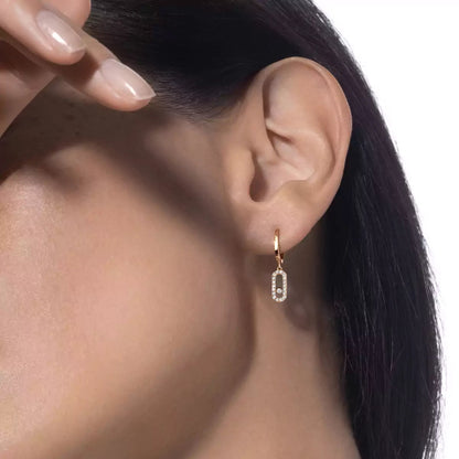[Noble Aura jewelry]Move Uno Single Diamond Hoop Earring