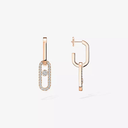[Noble Aura jewelry]Move Link Diamond Earrings