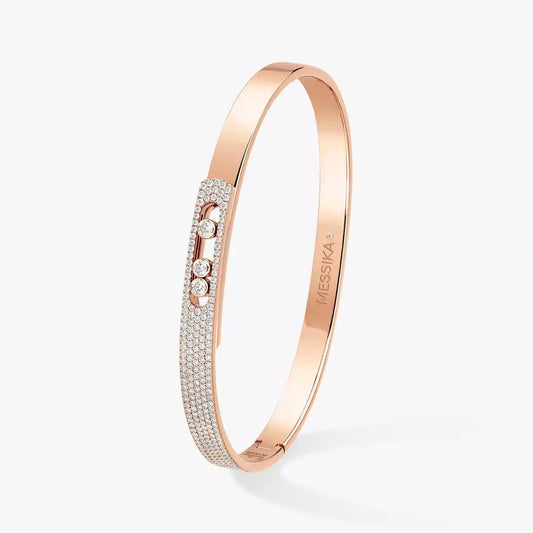 [Noble Aura jewelry]Move Noa Rose Gold Pavé Diamond Bangle Bracelet
