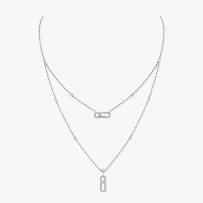 [Noble Aura jewelry]2 Rows Rose Gold Diamond Pave_ Necklace Move Uno