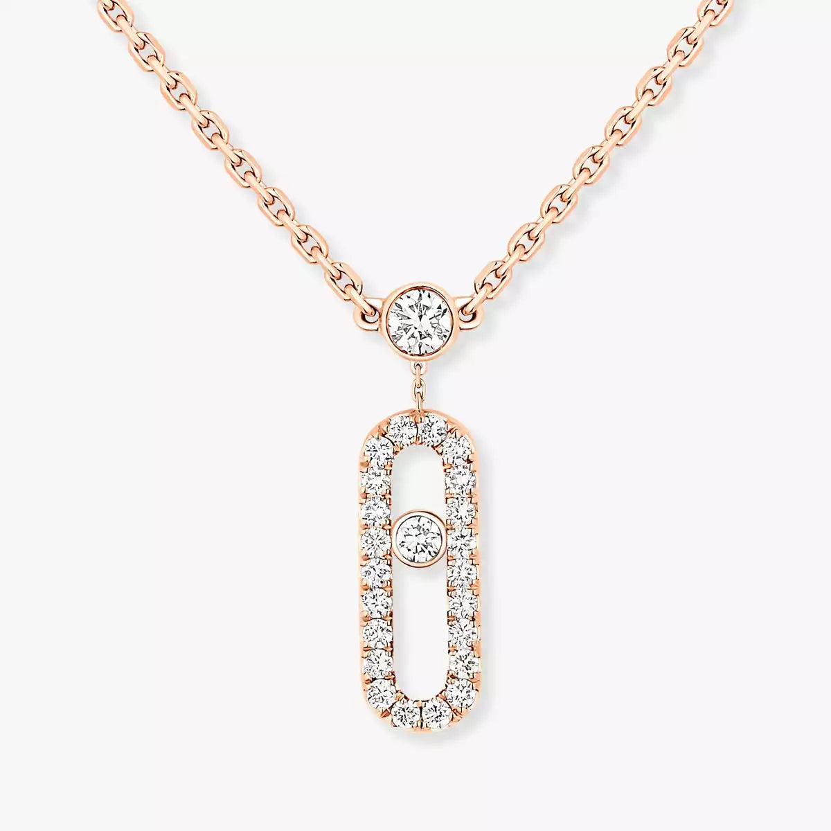[Noble Aura jewelry]2 Rows Rose Gold Diamond Pave_ Necklace Move Uno