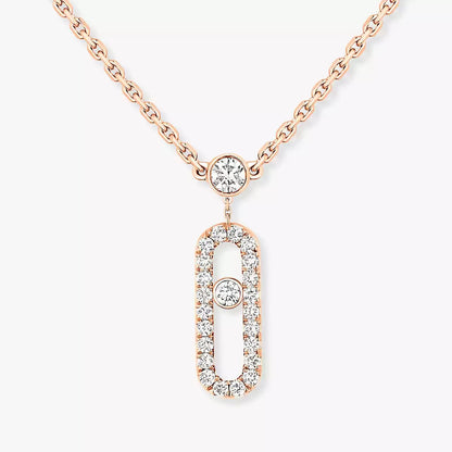 [Noble Aura jewelry]2 Rows Rose Gold Diamond Pave_ Necklace Move Uno