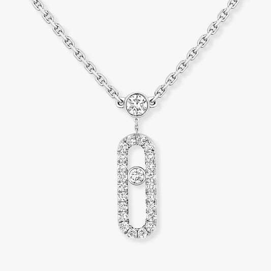 [Noble Aura jewelry]2 Rows Rose Gold Diamond Pave_ Necklace Move Uno