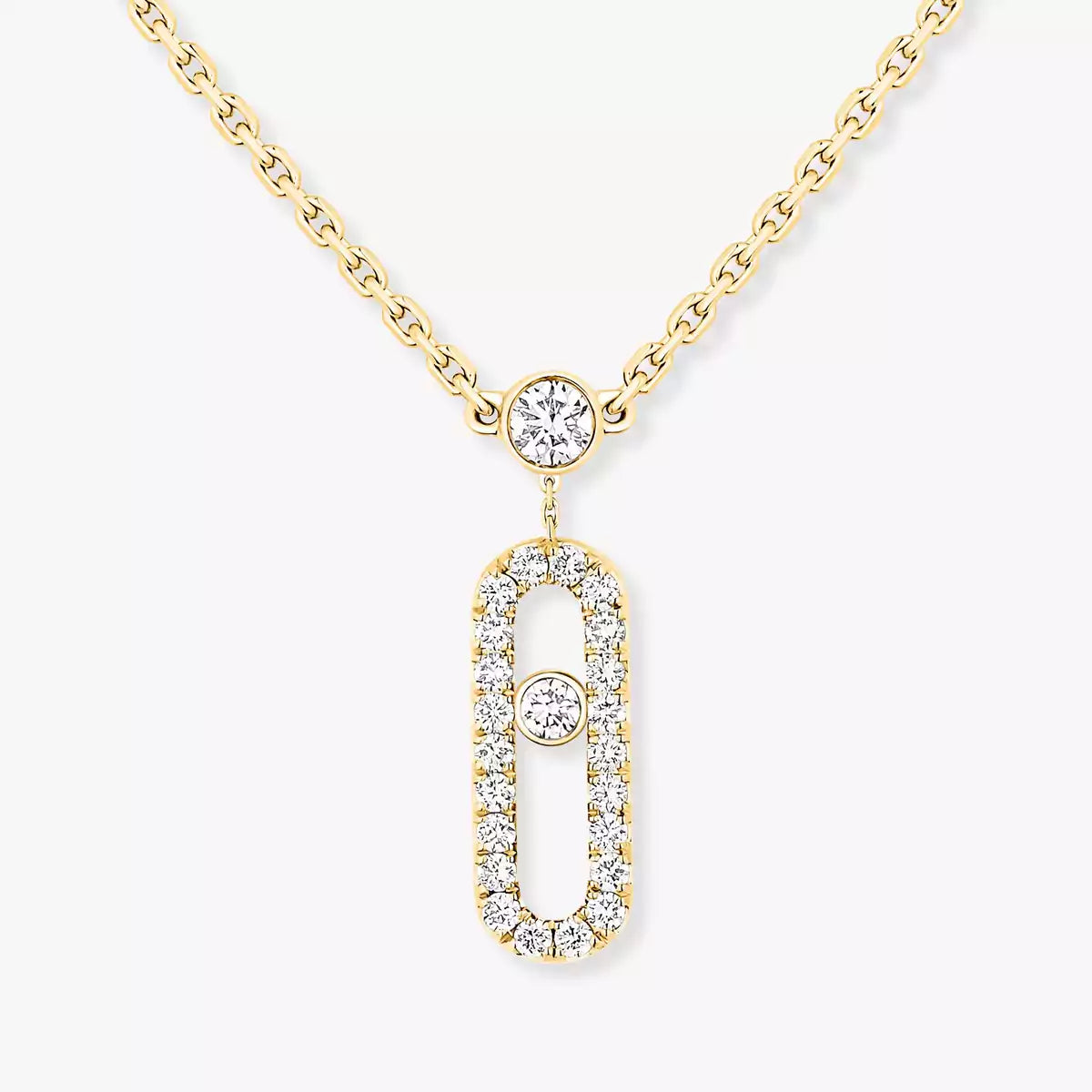 [Noble Aura jewelry]2 Rows Rose Gold Diamond Pave_ Necklace Move Uno