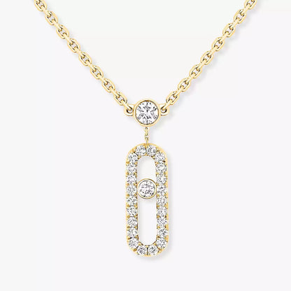 [Noble Aura jewelry]2 Rows Rose Gold Diamond Pave_ Necklace Move Uno