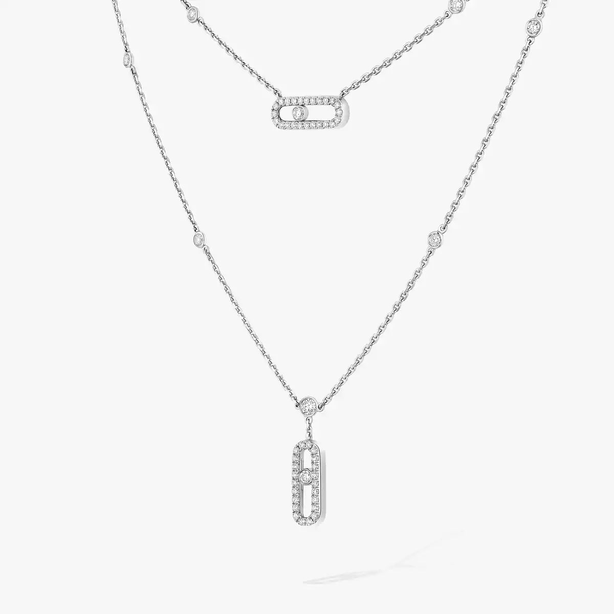 [Noble Aura jewelry]2 Rows Rose Gold Diamond Pave_ Necklace Move Uno