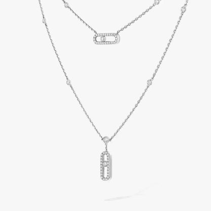 [Noble Aura jewelry]2 Rows Rose Gold Diamond Pave_ Necklace Move Uno