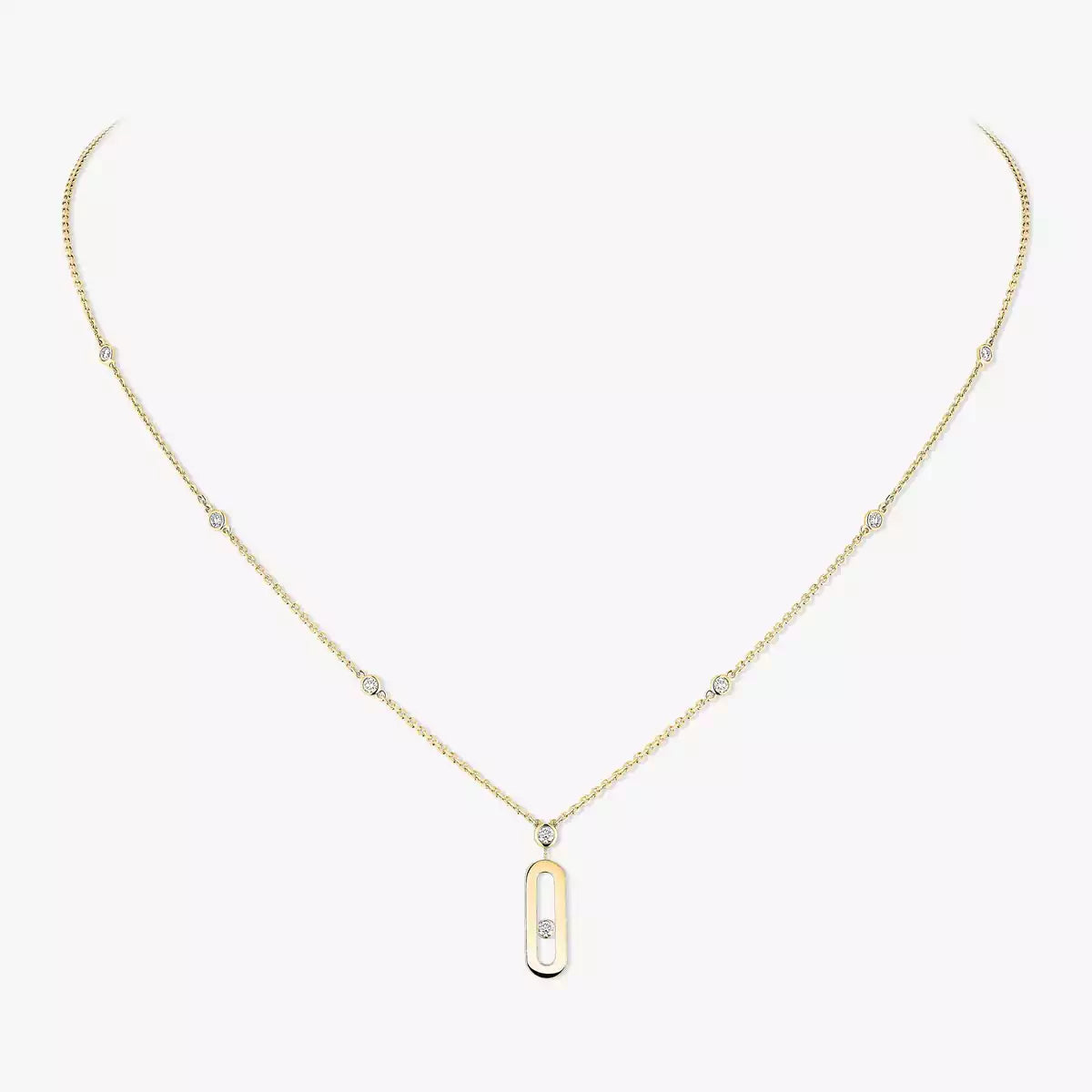 [Noble Aura jewelry] Move Uno Gold Diamond Long Necklace