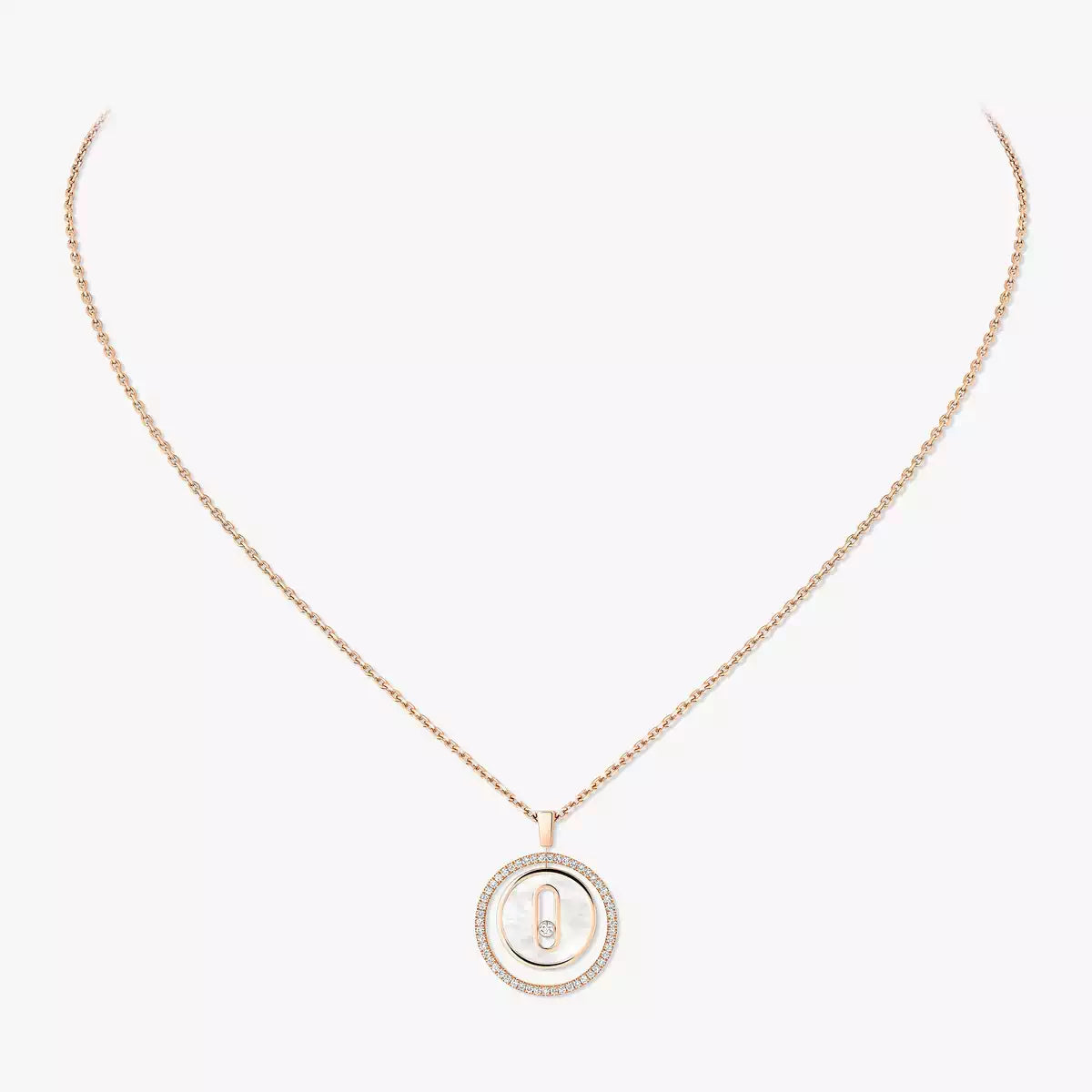 [Noble Aura jewelry]Lucky Move Diamond Necklace in Rose Gold and White Mother-of-Pearl