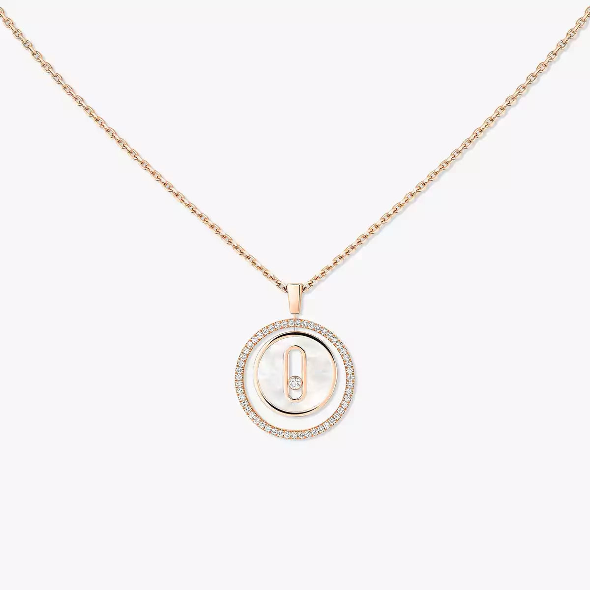 [Noble Aura jewelry]Lucky Move Diamond Necklace in Rose Gold and White Mother-of-Pearl