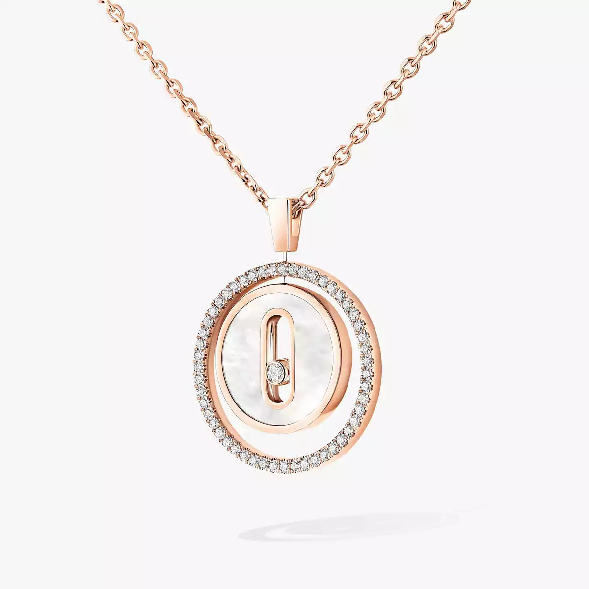[Noble Aura jewelry]Lucky Move Diamond Necklace in Rose Gold and White Mother-of-Pearl
