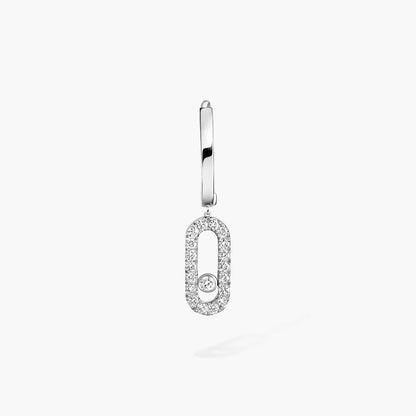 [Noble Aura jewelry]Move Uno Single Diamond Hoop Earring