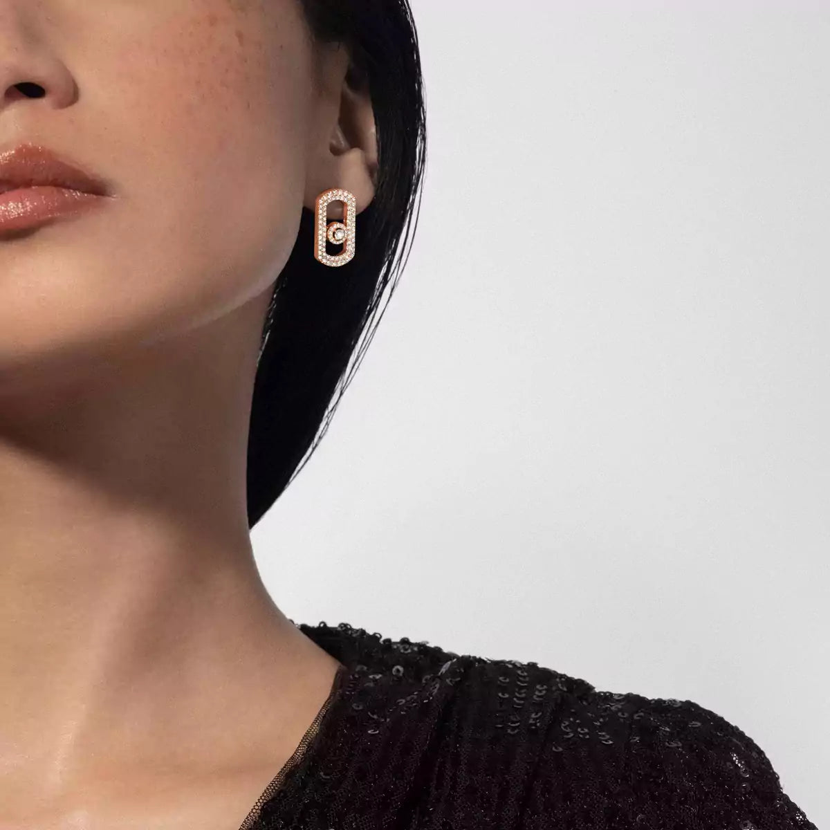 [Noble Aura jewelry]So Move Pave_-Set Diamond Earrings in Silver