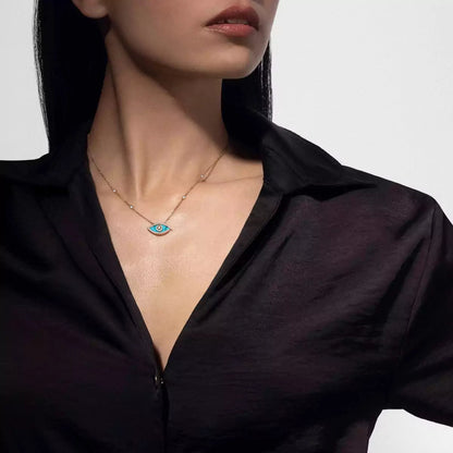 [Noble Aura jewelry]Lucky Eye Diamond Necklace in Rose Gold and Turquoise