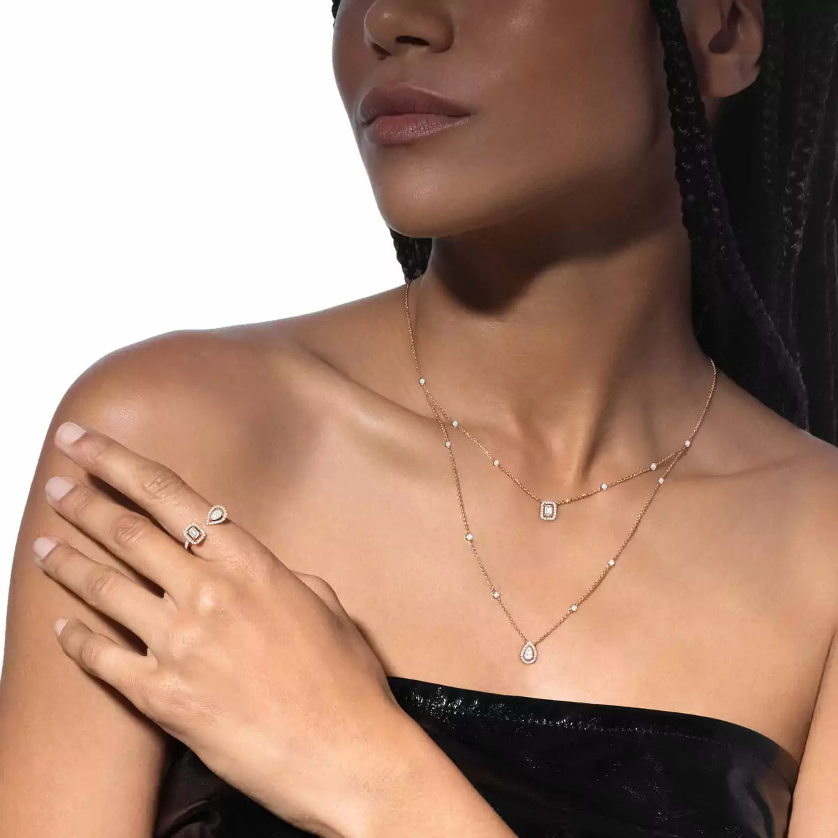 [Noble Aura jewelry]Diamond Necklace My Twin 2 Rows