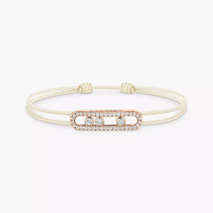 [Noble Aura jewelry]Messika Care(s) pink cord pavé bracelet