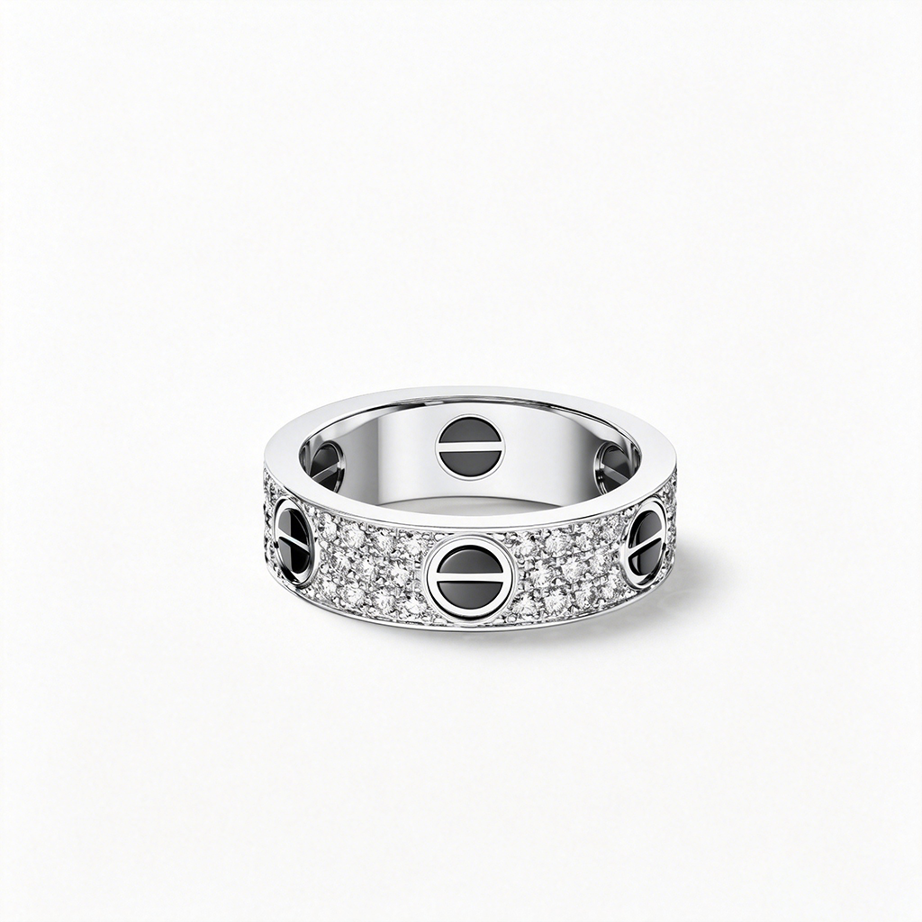 [Noble Aura jewelry]LOVE RING 5.5MM DIAMONDS PAVED CERAMIC