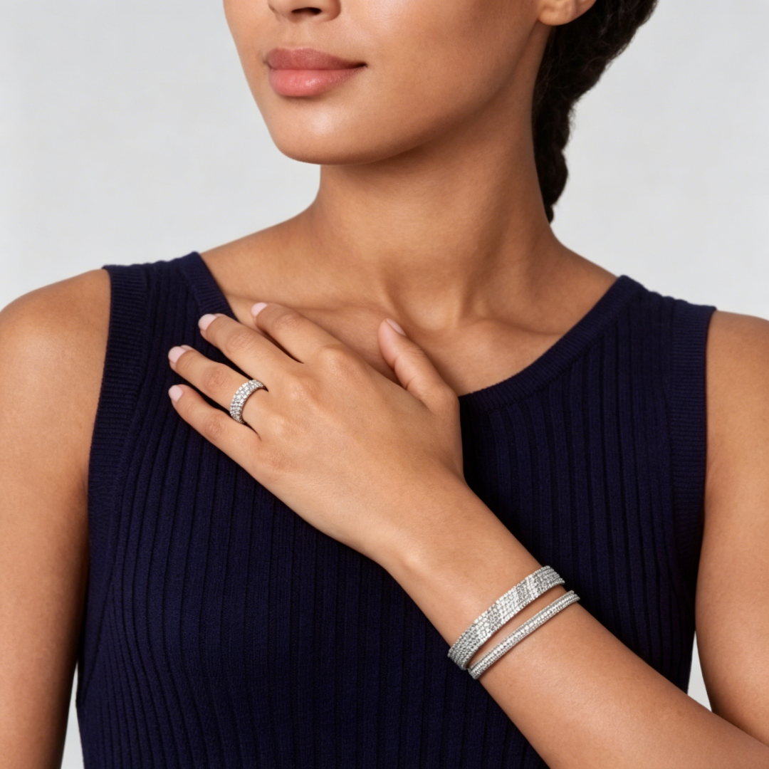 [Noble Aura jewelry] THREE-ROW DIAMOND RING