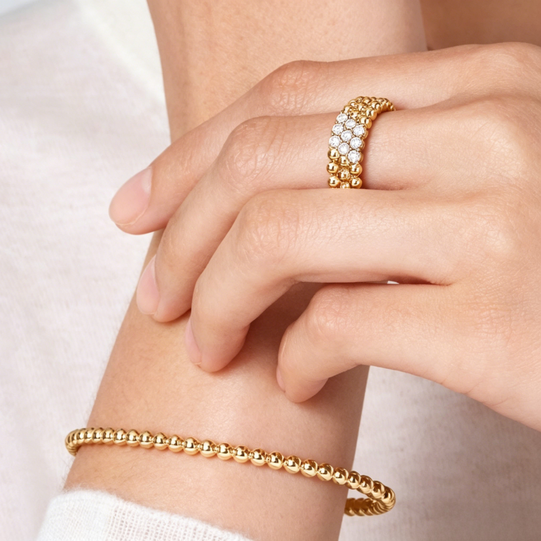 [Noble Aura jewelry] THREE-ROW DIAMOND RING