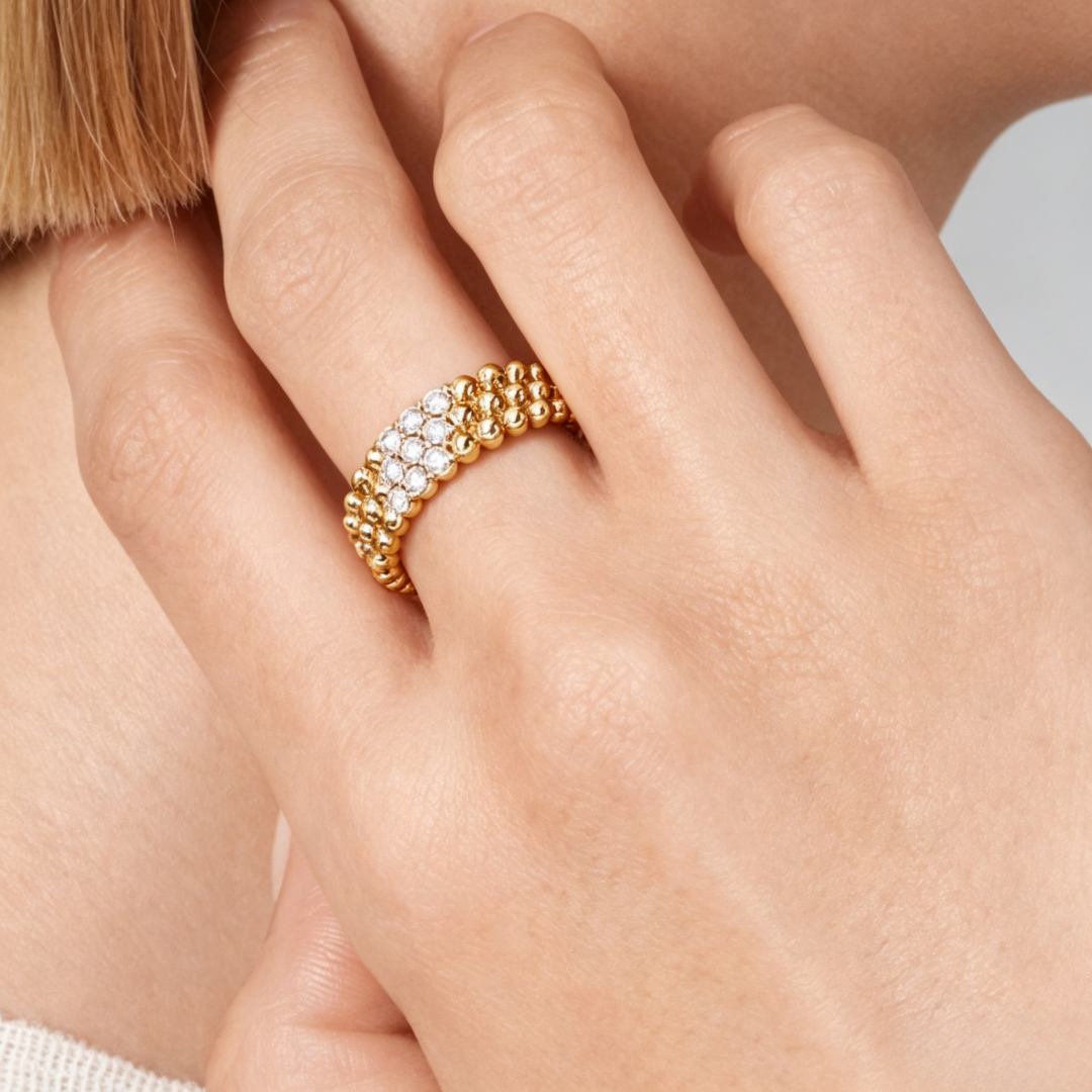 [Noble Aura jewelry] THREE-ROW DIAMOND RING