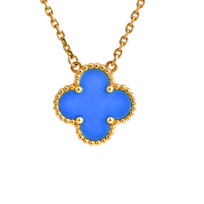 [Noble Aura jewelry]CLOVER 15MM BLUE AGATE NECKLACE