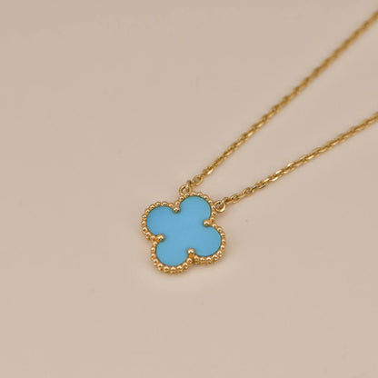 [Noble Aura jewelry]CLOVER 15MM VINTAGE TURQUOISE NECKLACE