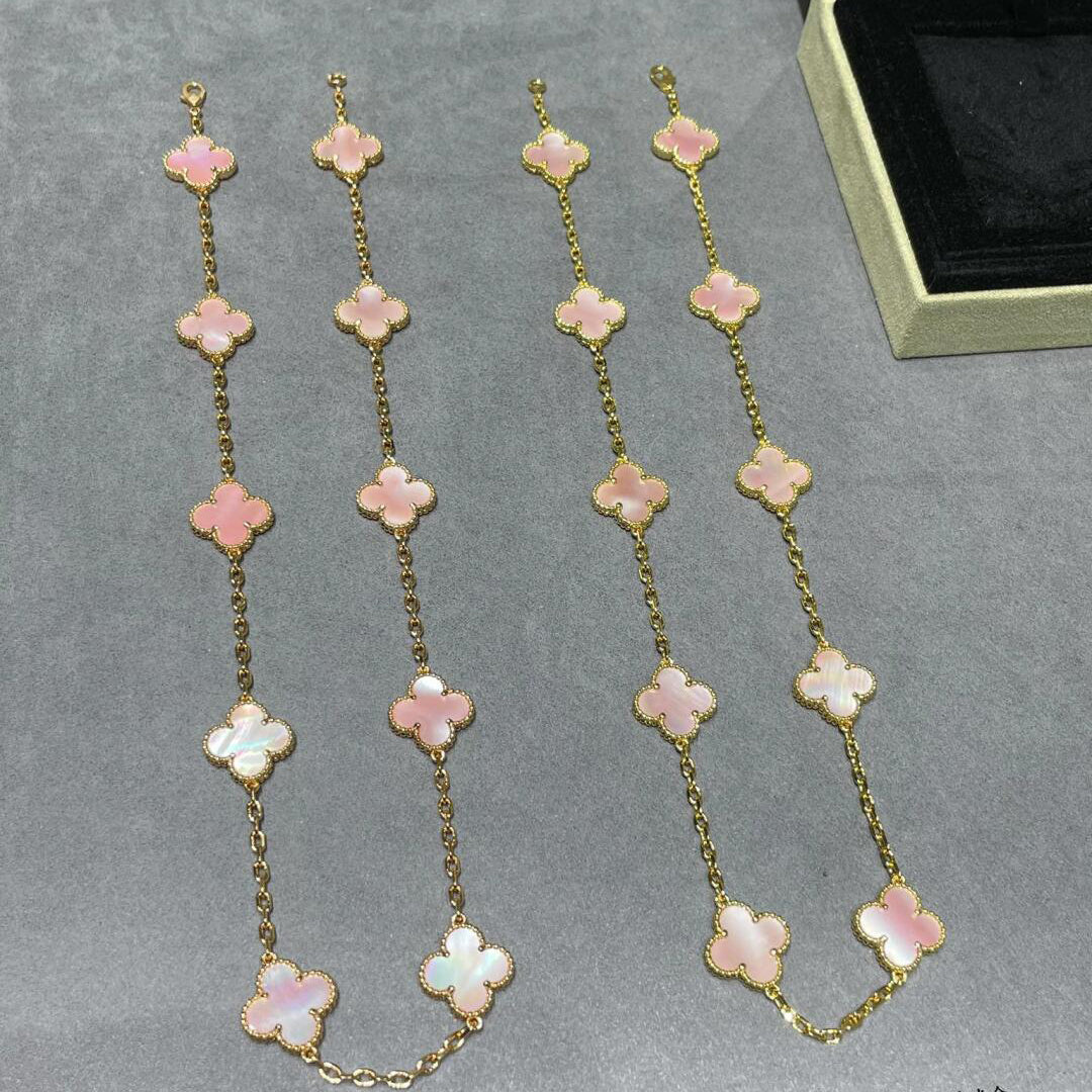 [Noble Aura jewelry]CLOVER 10 MOTIFS PINK MOP NECKLACE