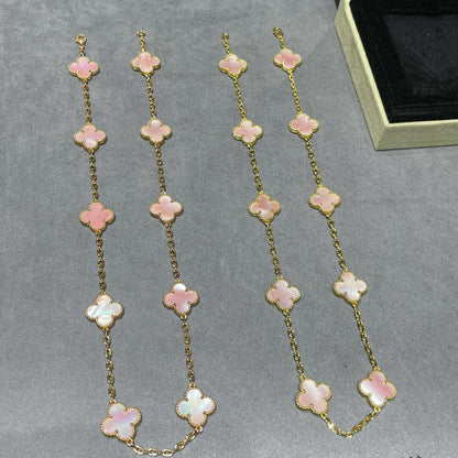 [Noble Aura jewelry]CLOVER 10 MOTIFS PINK MOP NECKLACE