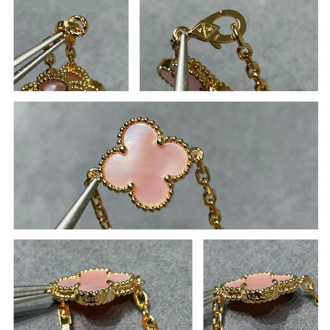 [Noble Aura jewelry]CLOVER 10 MOTIFS PINK MOP NECKLACE
